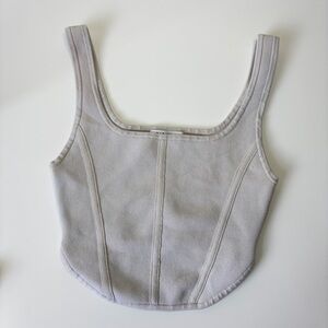 Babaton Neutral Light Gray Tank Top - Soft Square Neck